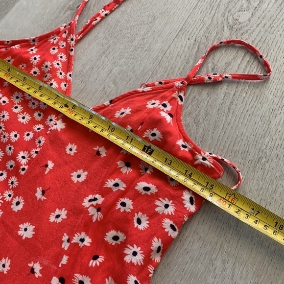American Eagle red white floral midi‎ slip dress size s bohemian - Picture 7 of 9